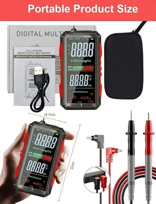 Rechargeable Digital Multimeter 6000 Counts True RMS Smart Tester with 5 Red