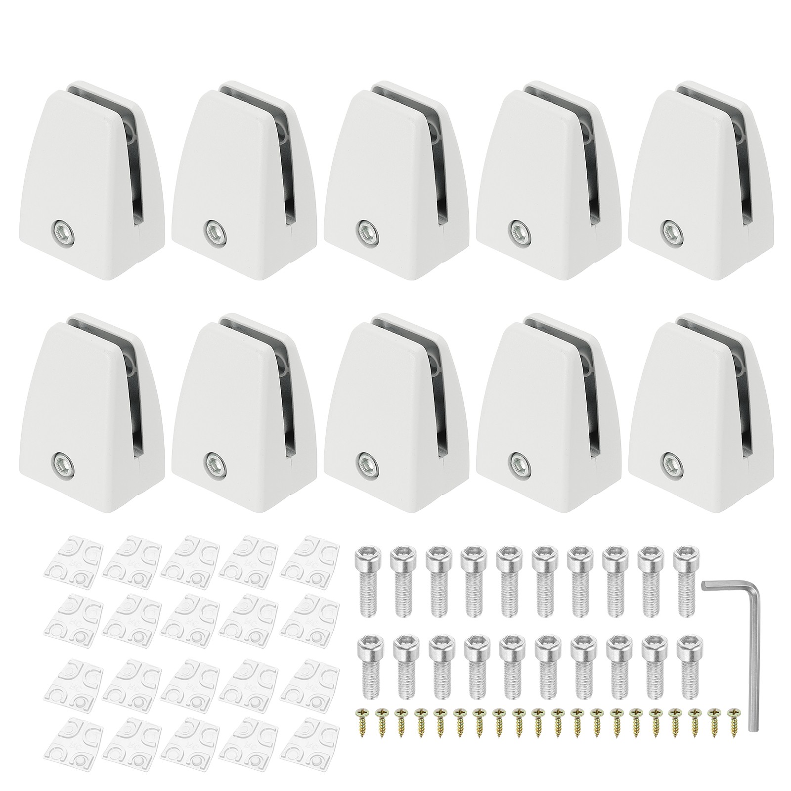 10 Pcs Adjustable Desk Divider Partition Clips,Sneeze Guard Support,Matte White