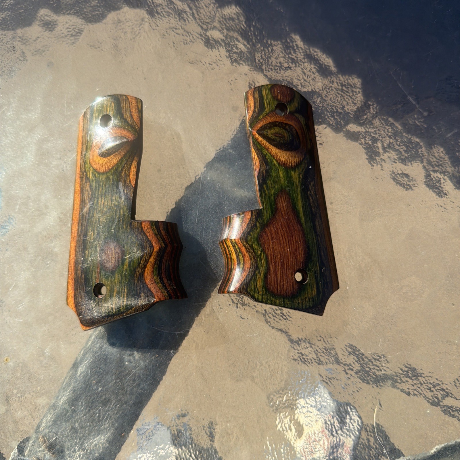 Used Paintball Gun Wood Grips 4-holes