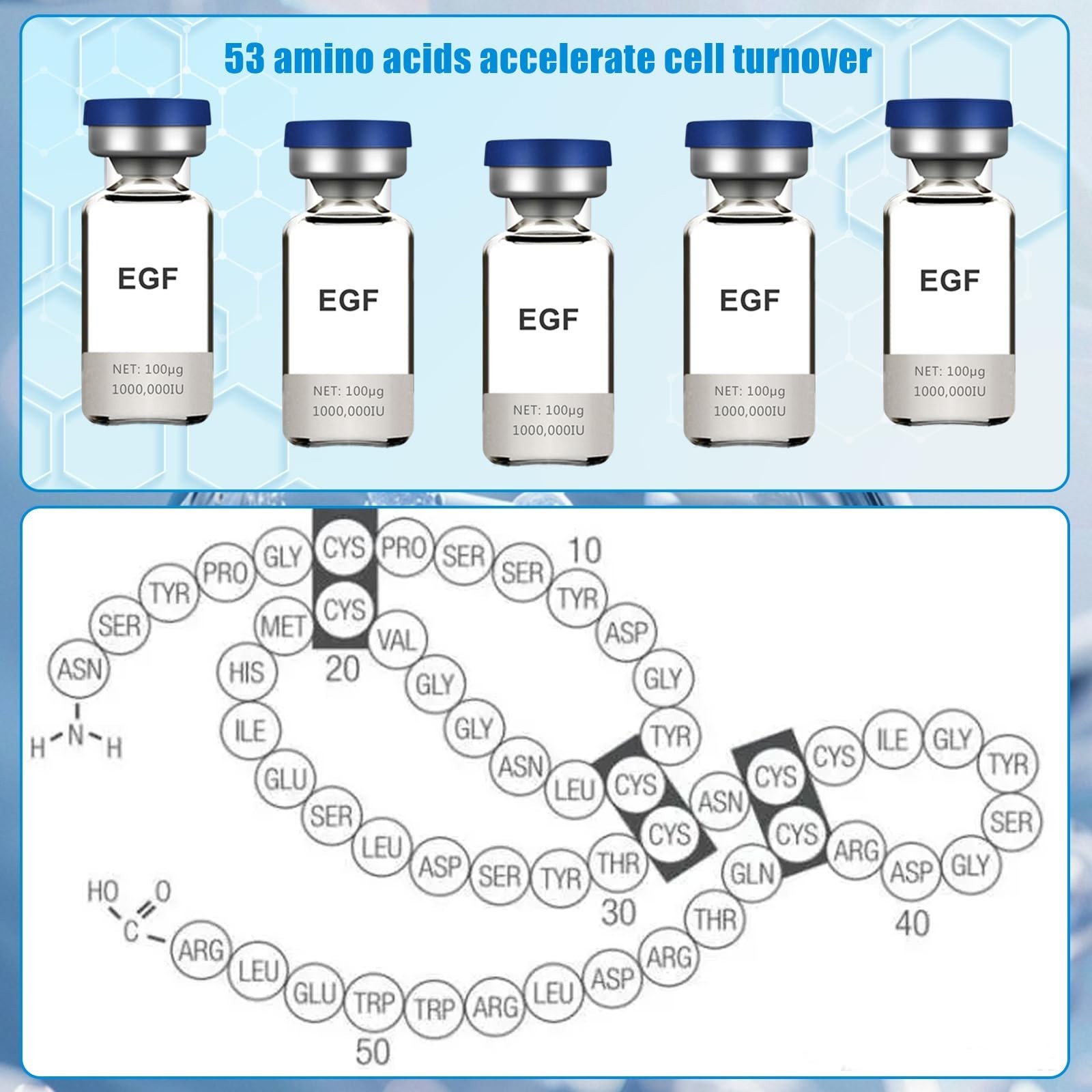 Recombinant Human EGF (rh-EGF) 98% Purity - Epidermal Growth Factor for Resea...