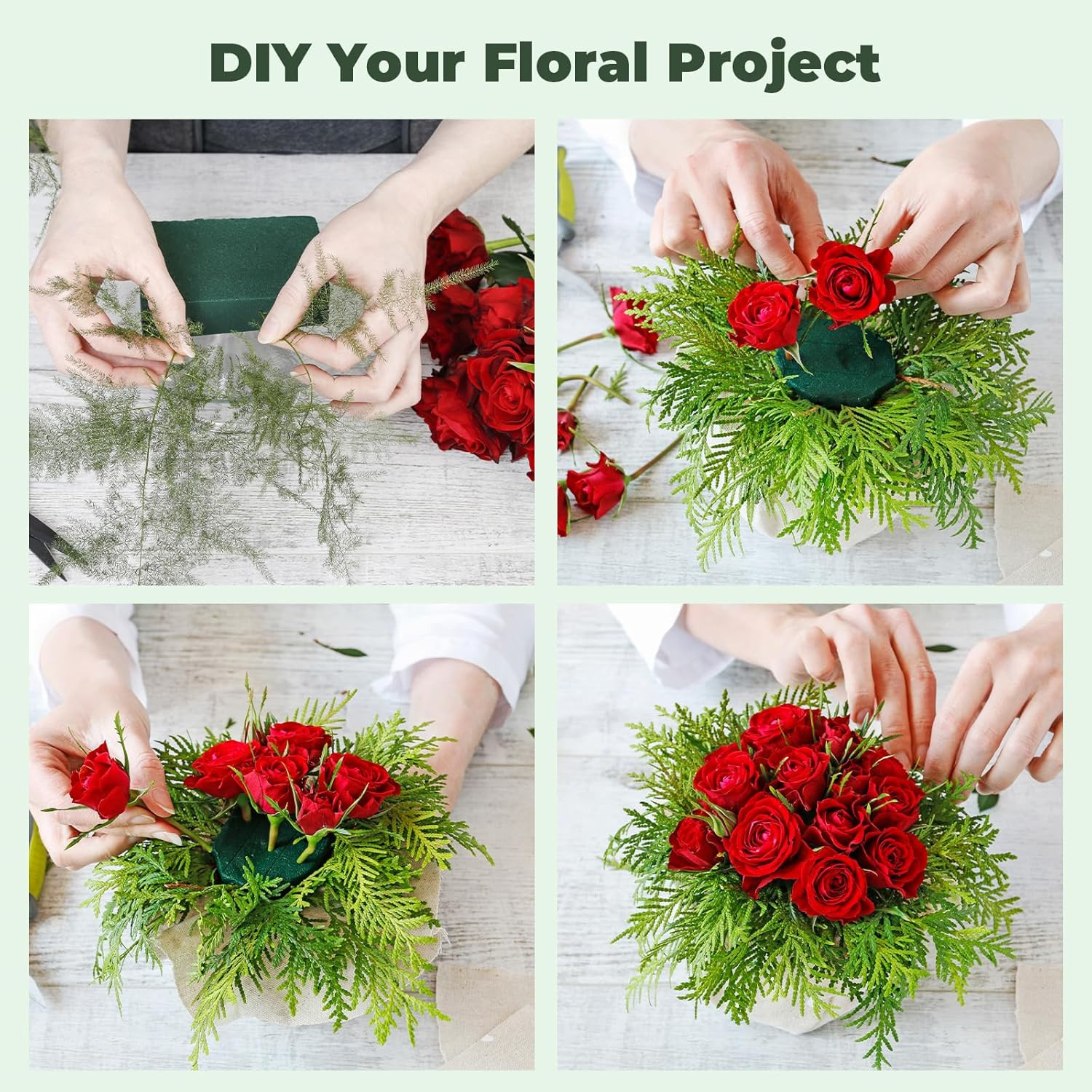 Upgraded 6 Pack Floral Flower Foam Blocks, Green Plant Foam for Flower Arrangeme