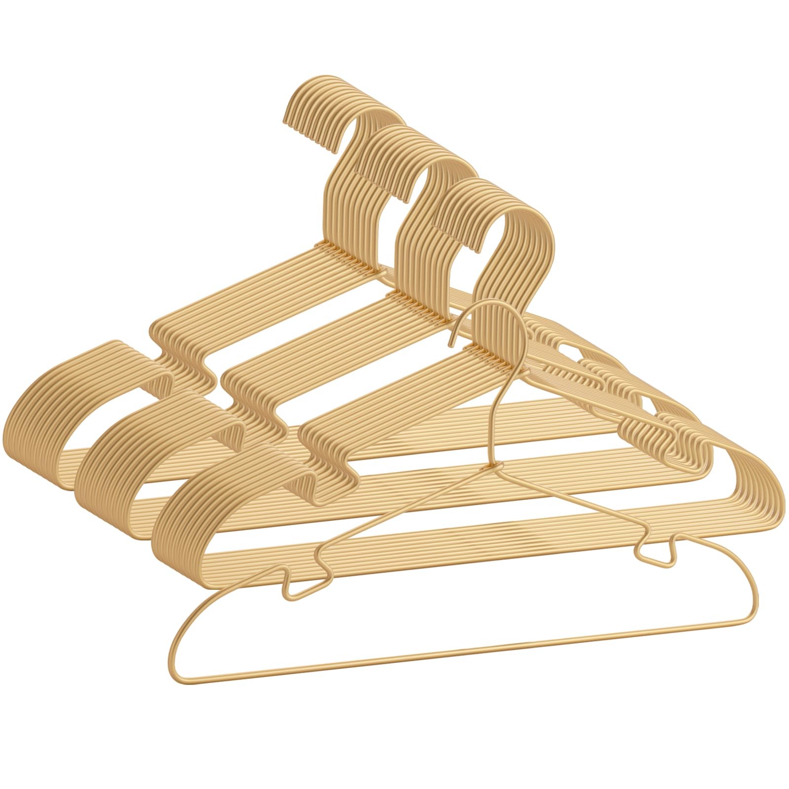 Gold Aluminum Clothes Hangers, 30 Pack 16.5 Inch Metal Shirt Hangers, Lightwe...