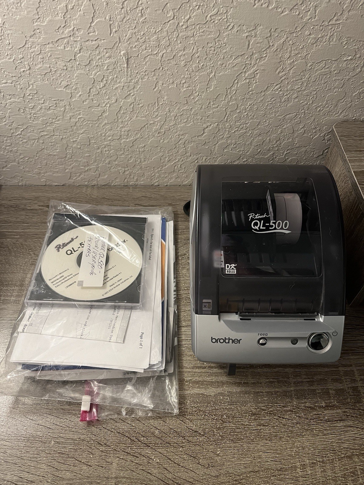 Brother QL-500 EC Thermal Label Printer & P-touch Labeler Bundle W Cords Tested