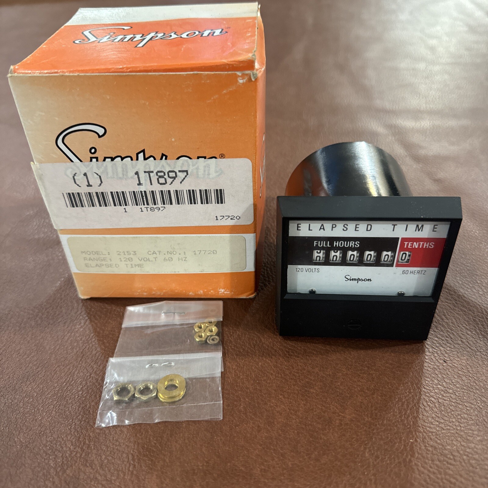 Simpson 1T897 Model 2153 Cat No. 17720 120V 60Hz Elapsed Timer #GLB-2-3