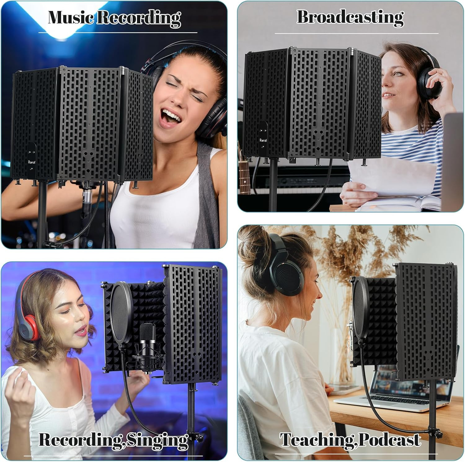 Microphone Stand with Isolation Shield,Recording Studio Equipment with Pop