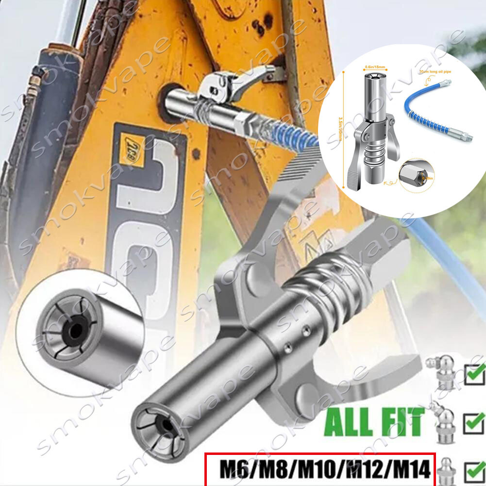 Grease Gun Coupler Locks on Like Air Chuck Fit SAE Lube Fitting & Metric NEW