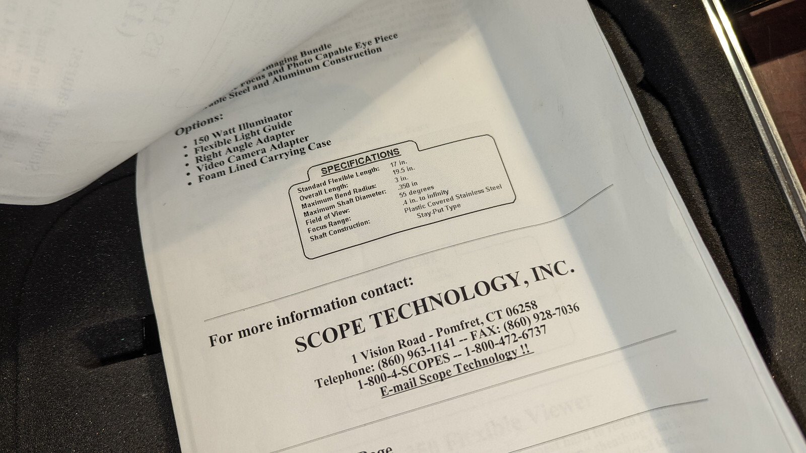 Scope Technology Fiberscope w Case & Light Source