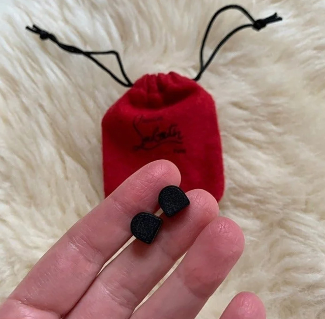NEW Christian Louboutin Replacement Heel Black Protector Caps Tips 7mm