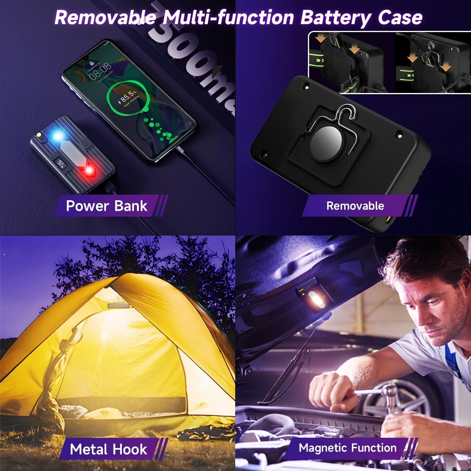 Super Bright LED Rechargeable Headlamp,160,000LM Zoomable & 9 Lighting Modes
