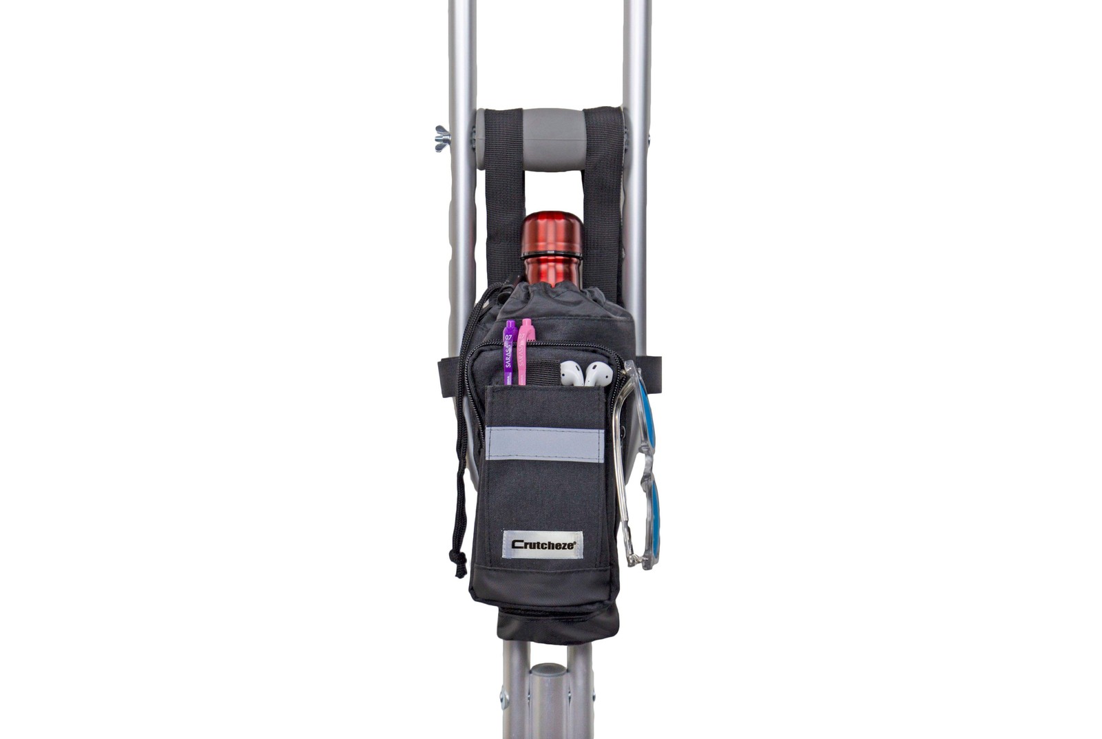 Large Crutch Bag for Underarm Crutches with Bottle Pocket – Crutcheze