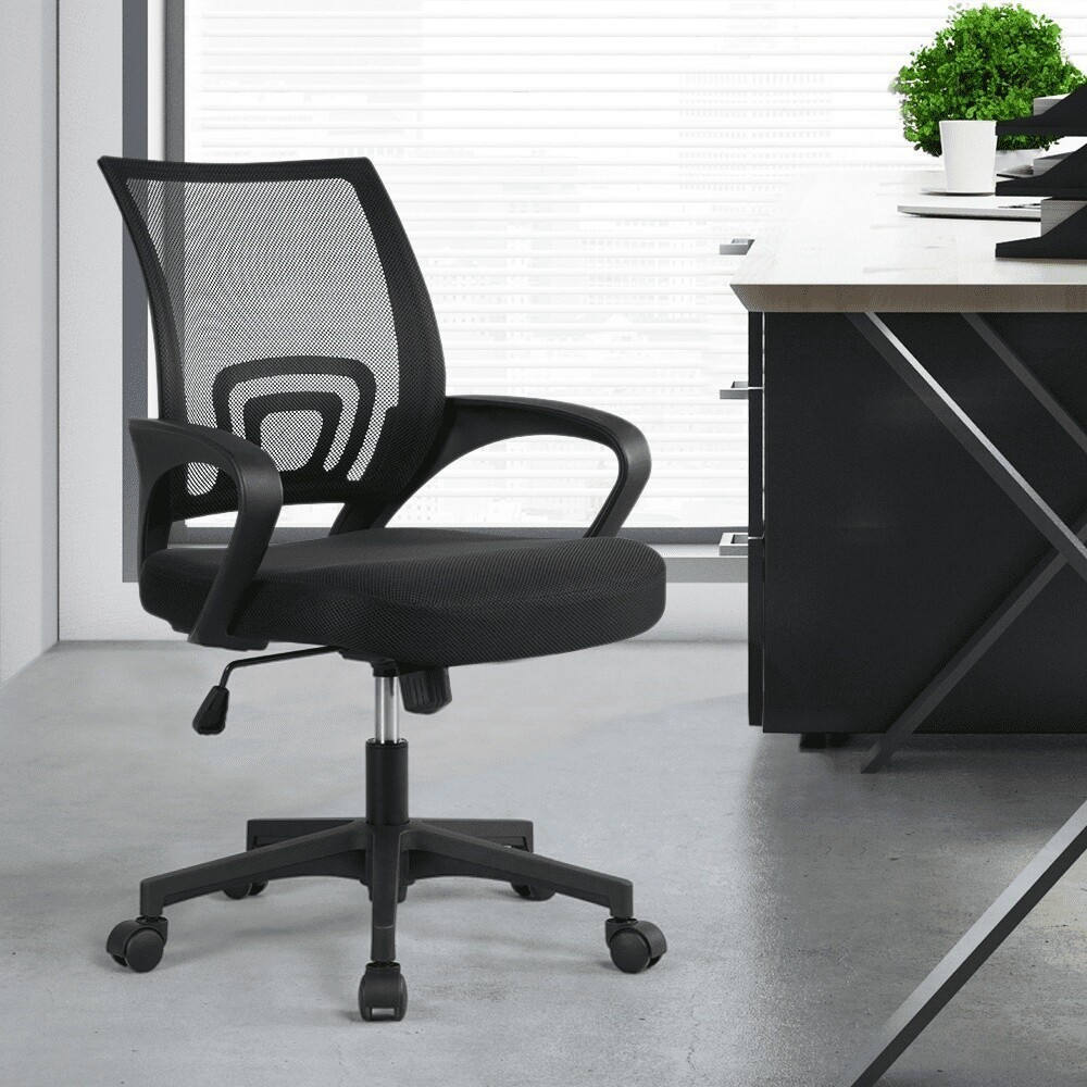 Ergonomic Mesh Office Chair Adjustable Height Swivel Armrests Mid Back Design US