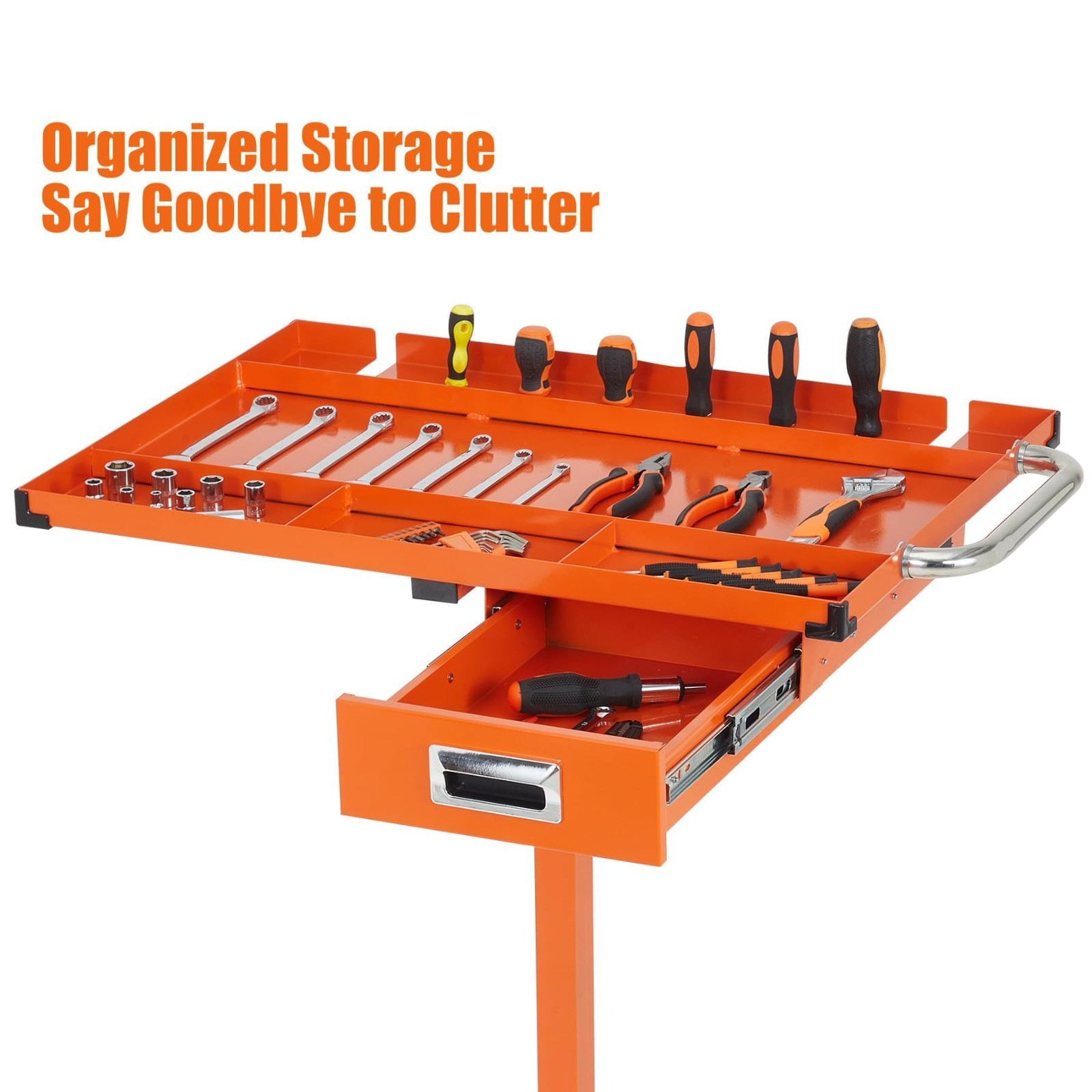 Rolling Work Table Adjustable Height Mobile Workbench w/ Wheels 220LBS Orange