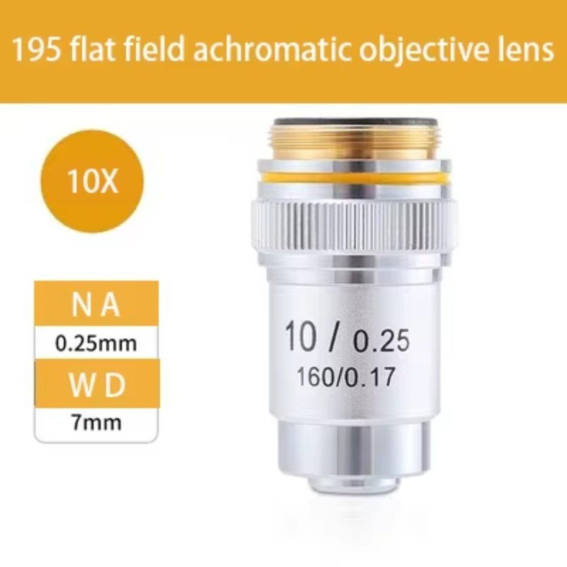 10X 195 Achromatic Objective Lens RMS 20.2mm for Biological Microscope