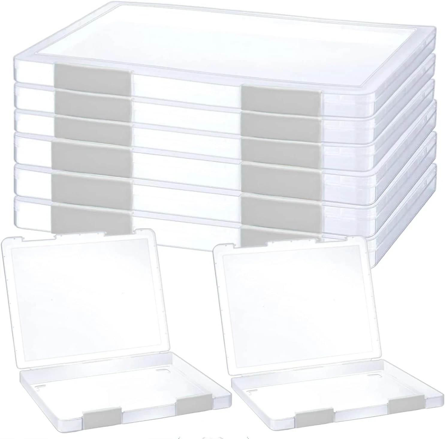 6 Pcs Clear A4 File Portable Project Case, Plastic Storage Box for 8.5" x 11"...