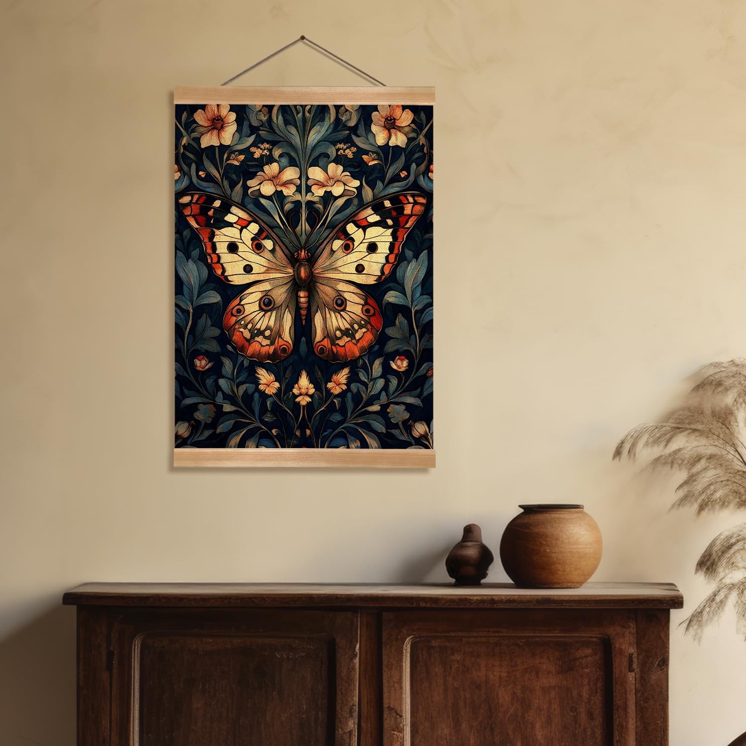 ZTGDA William Morris Abstract Vintage Floral 16"L x 12"W, Colour-Butterfly03