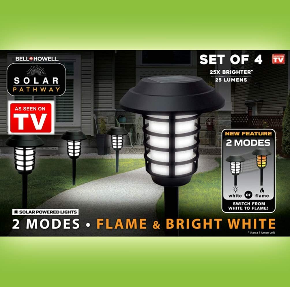 Bell + Howell Outdoor Solar Powered 2-in-1 Pathway and Garden Lights - 4 Pack
