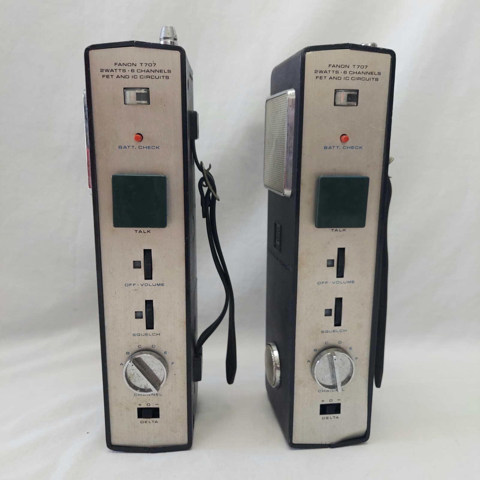 2 Vintage Fanon Model T-707 6-channels CB Radio Walkie Talkie Untested For Parts