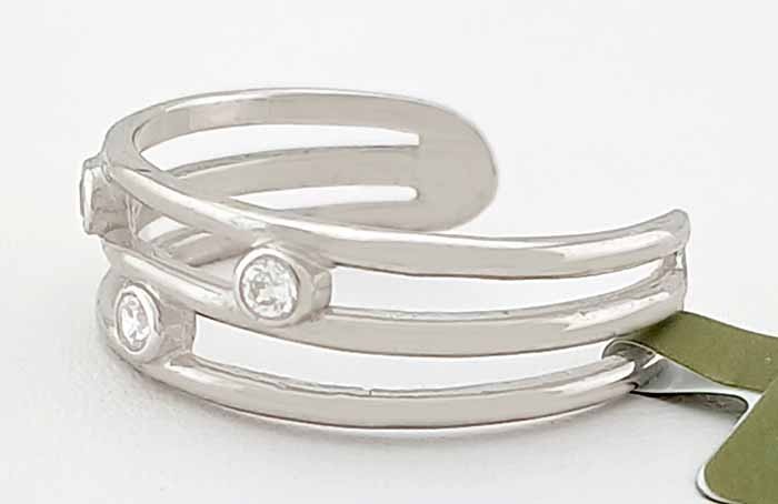 LAB WHITE SAPPHIRES 0.30 Cts TOE RING 14k SOLID WHITE GOLD - Adjustable