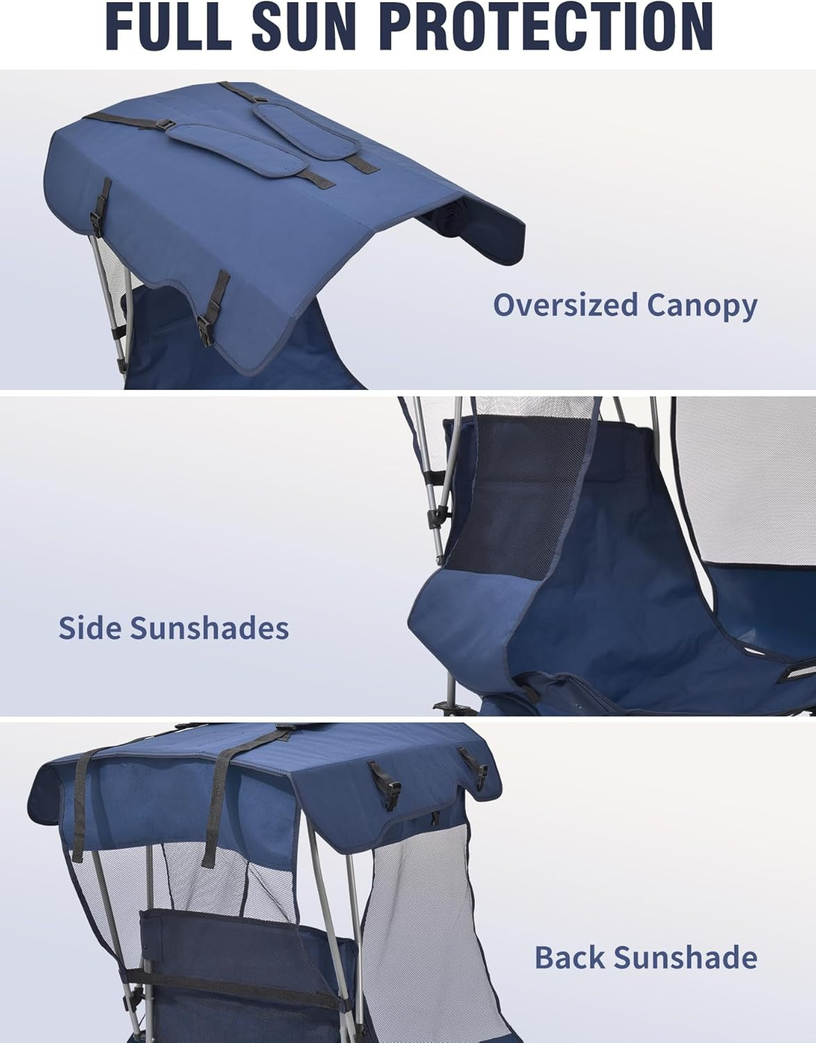 Oversized Camping Chair with Canopy | 400 LBS Heavy Duty Folding Beach Chair wit