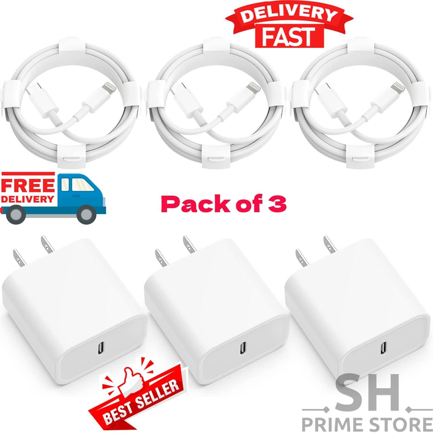 3 Original Carga Rapida USB-C De 20W Cargador Para iPhone 14 13 12 11 Pro Max XS
