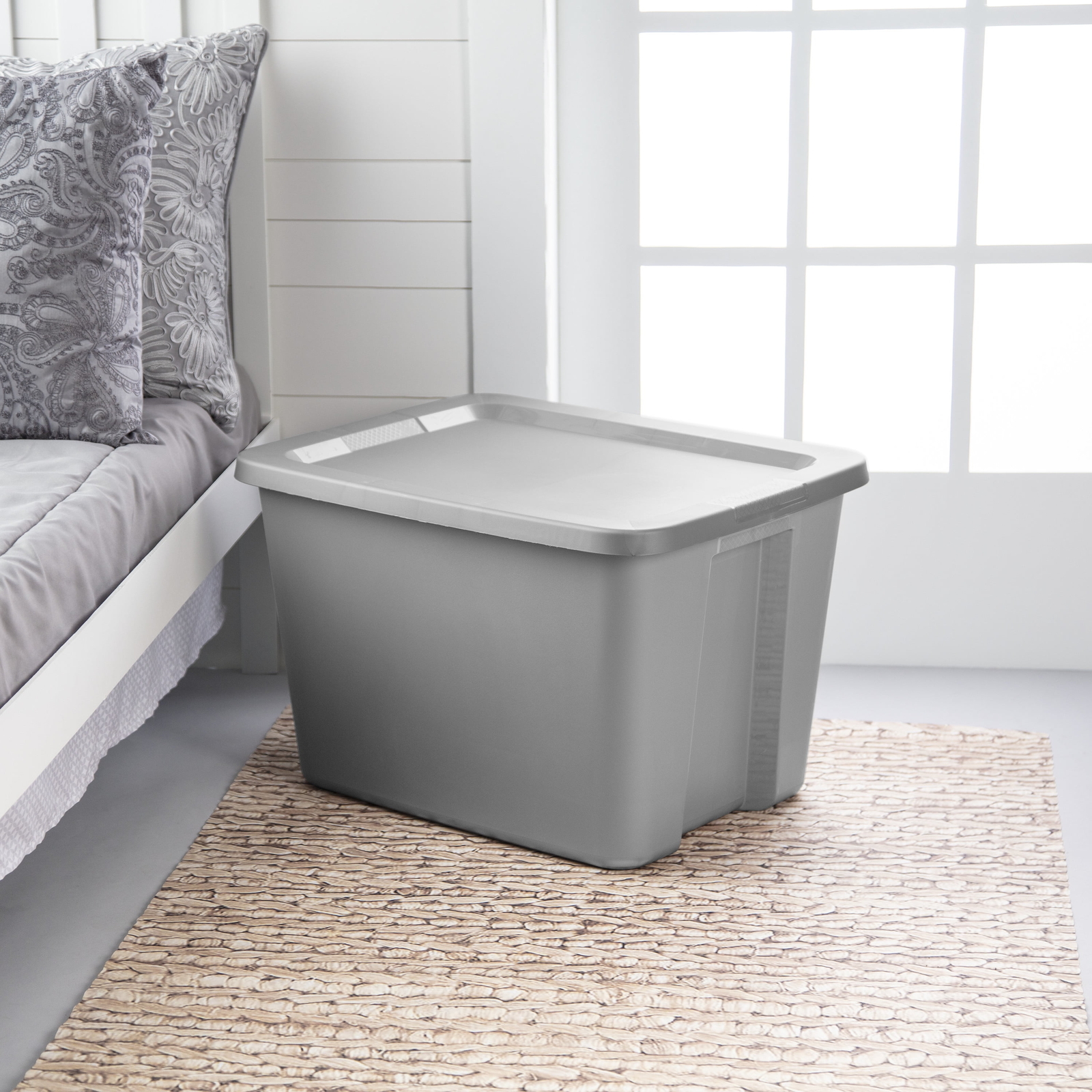 18 Gallon Plastic Storage Container with Snap-On Lid, Gray