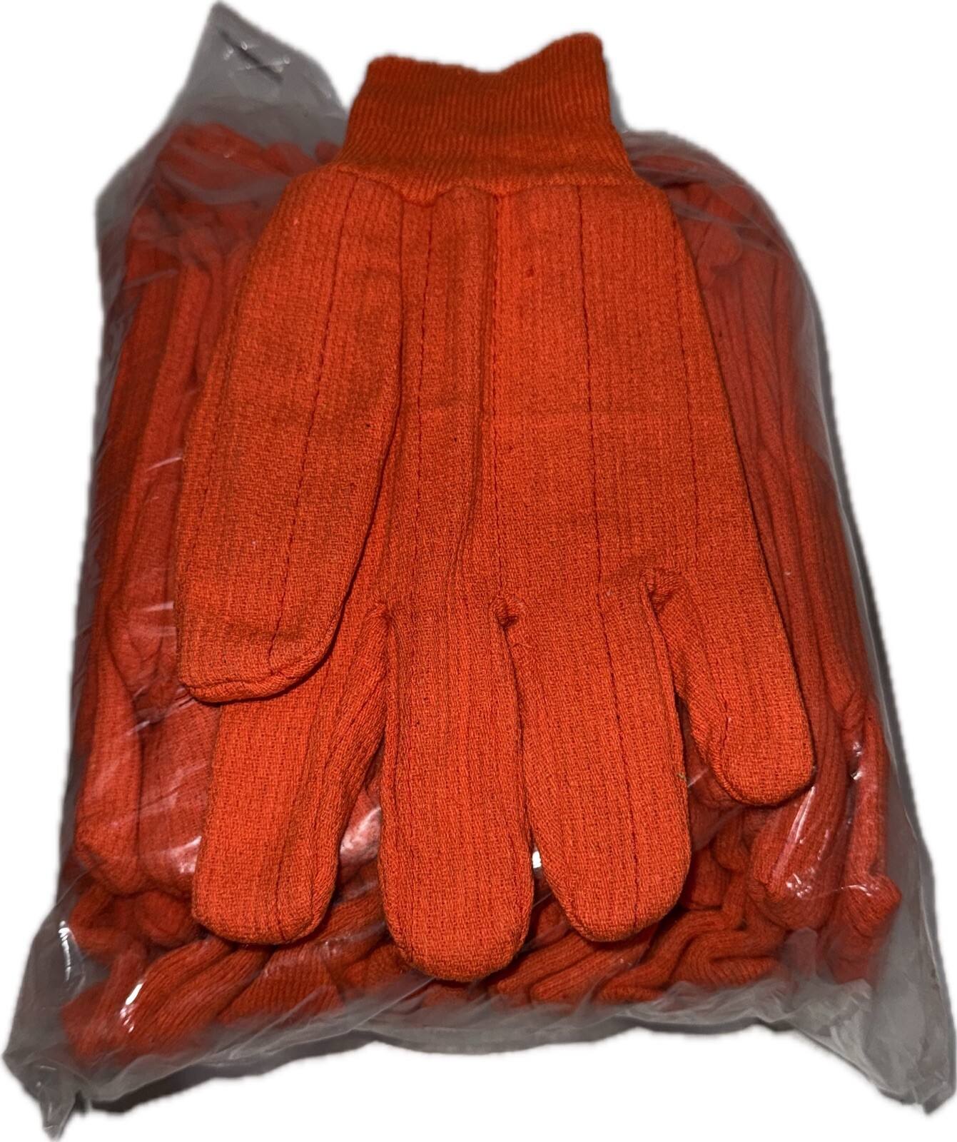12 Pair WestChester K81SCNCORI Corded Double-Palm Poly/Cotton Gloves Orange Sz L