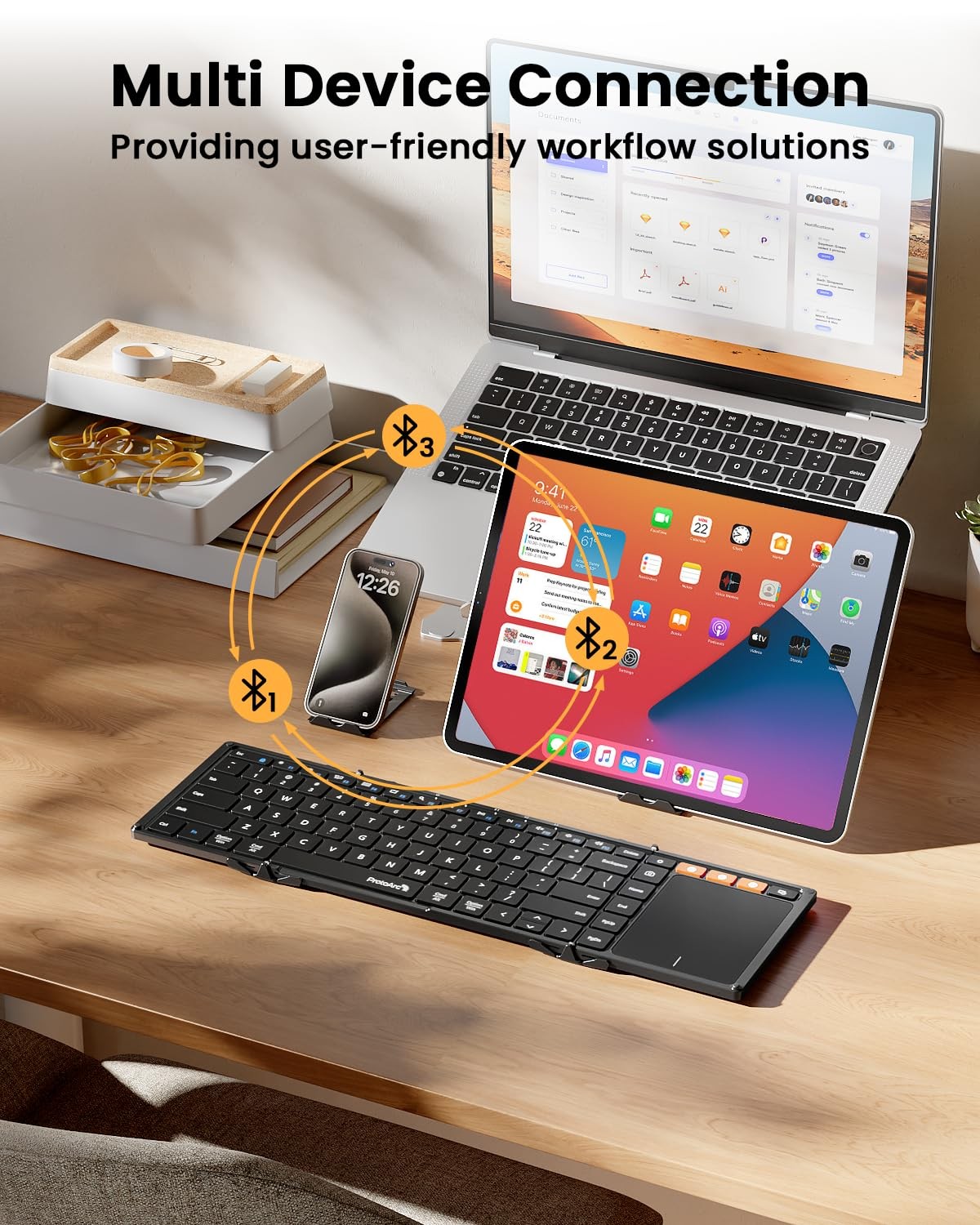 Protoarc Foldable Keyboard Touchpad Xk01 Tp Folding Portable Keyboard Full Size