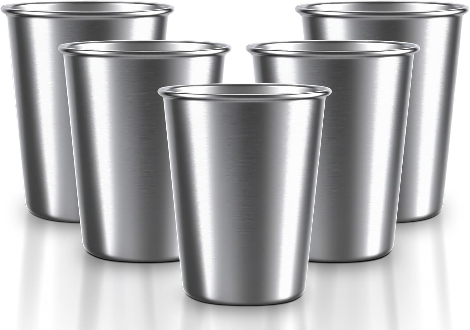 5 Pack 10 oz Stainless Steel Cups for Kids,Children's Pint Cups, Stackable Metal