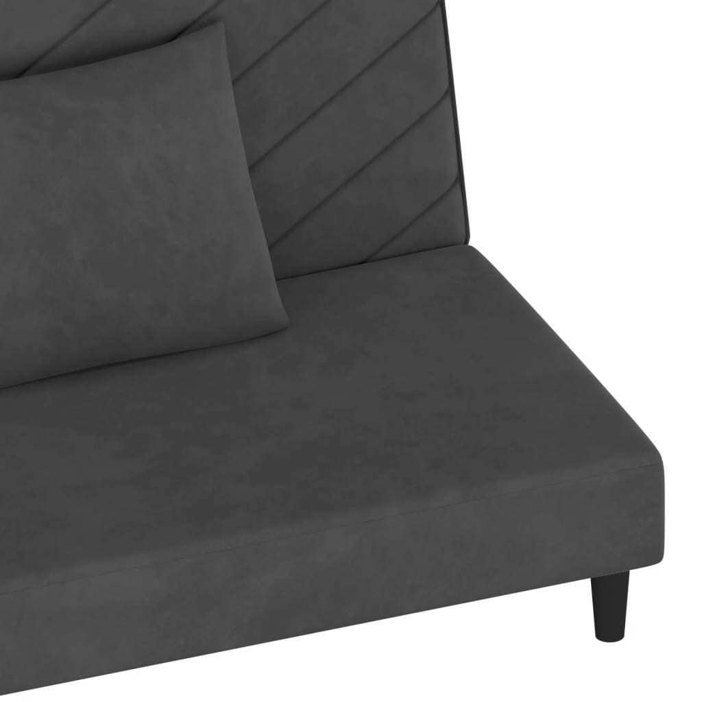 Sofa Bed Dark Gray Velvet (100% polyester), wood, plastic 2-Seater