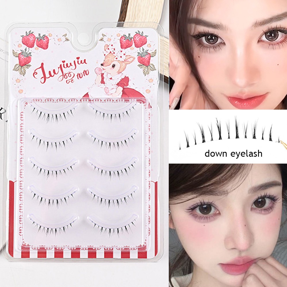 False Eyelashes Set Plastic Transparent Stem Natural Look Lower Lashes 5 Pairs