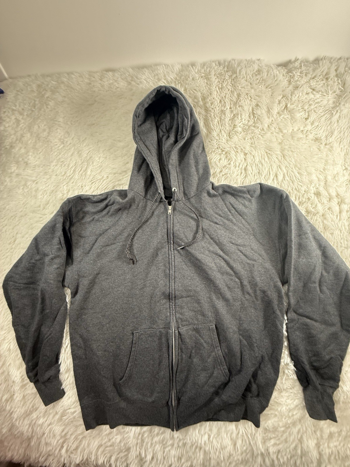 Vintage 90s Streetwear Mens XL Faded Blank Full Zip Hoodie Sweatshirt Gray