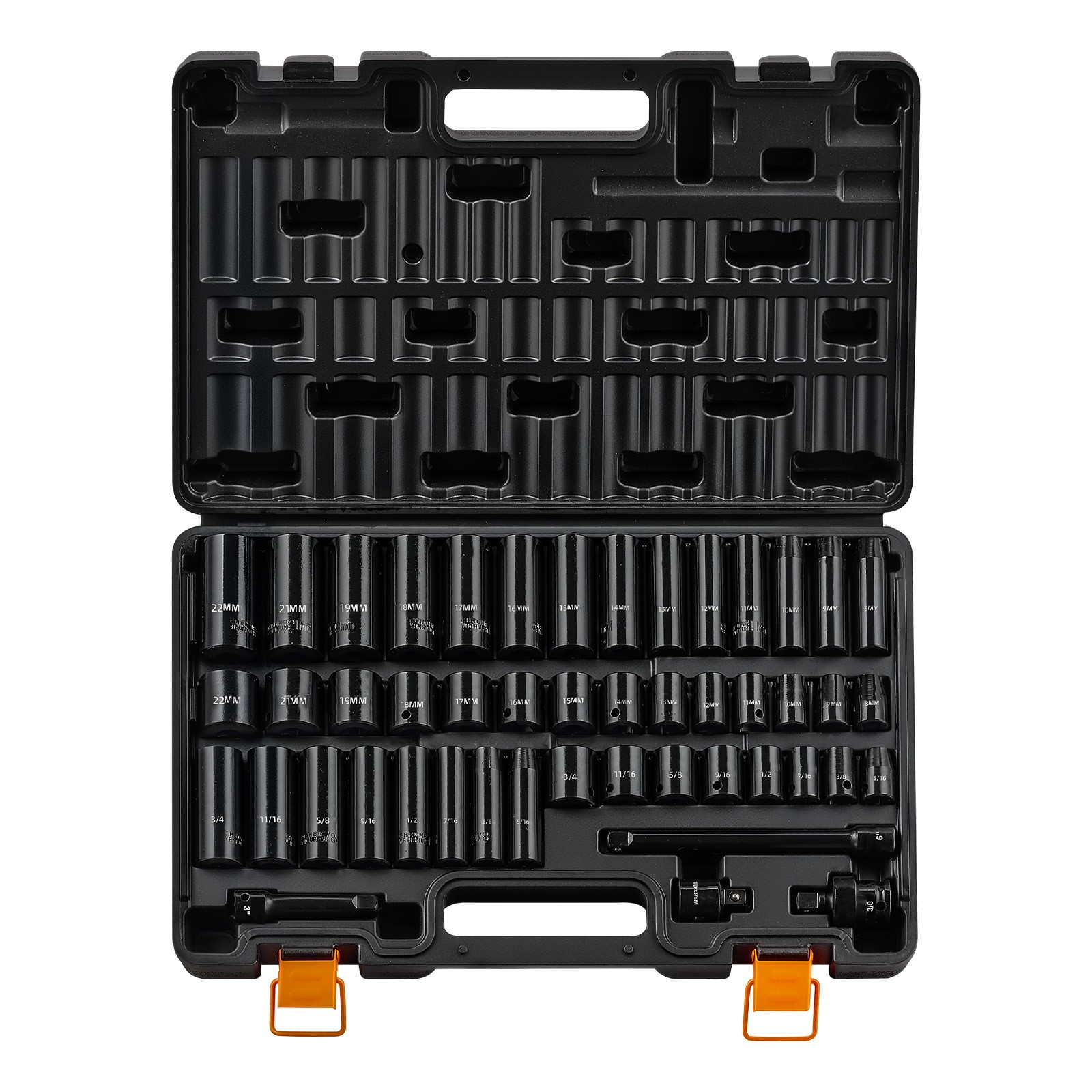 Impact Socket Set, 3/8" Drive, 48-Piece Socket Set, 6-Point Sockets