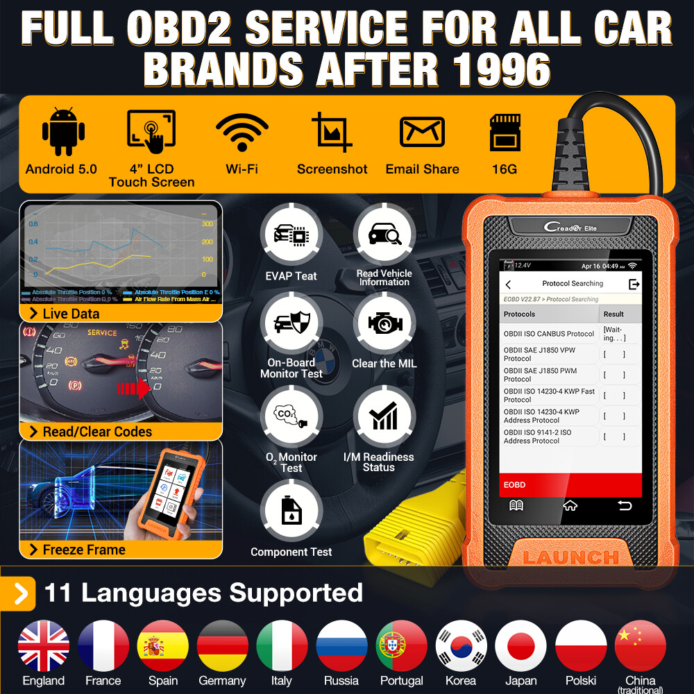 LAUNCH Creader Elite for BMW Car All System Diagnostic Scanner OBD2 Code Reader!