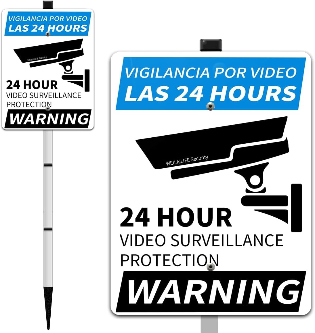 24-Hour Video Surveillance Warning Sign, Outdoor Aluminum Warning Sign, 12''x7''