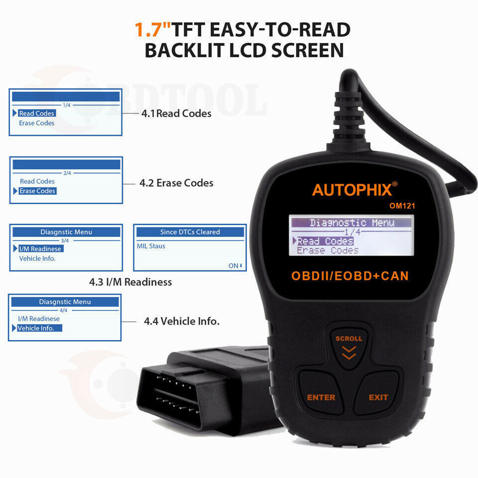 Automotive EOBD OBD2 Scanner Diagnostic Tool Car Check Engine Fault Code Reader