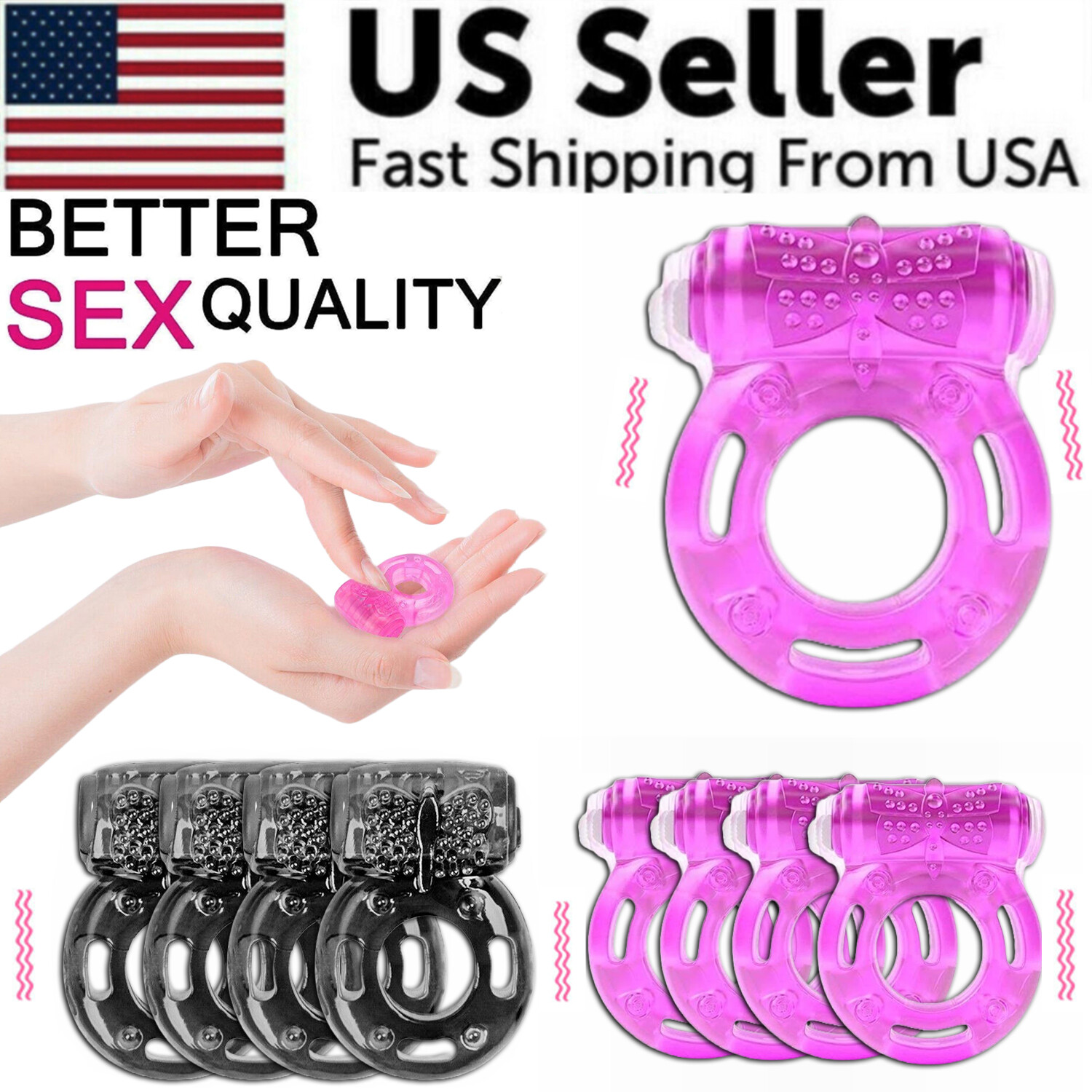 Male Vibrating Cock Ring Waterproof Penis Vibrator Couple Sex-Toy Clit Orgasm