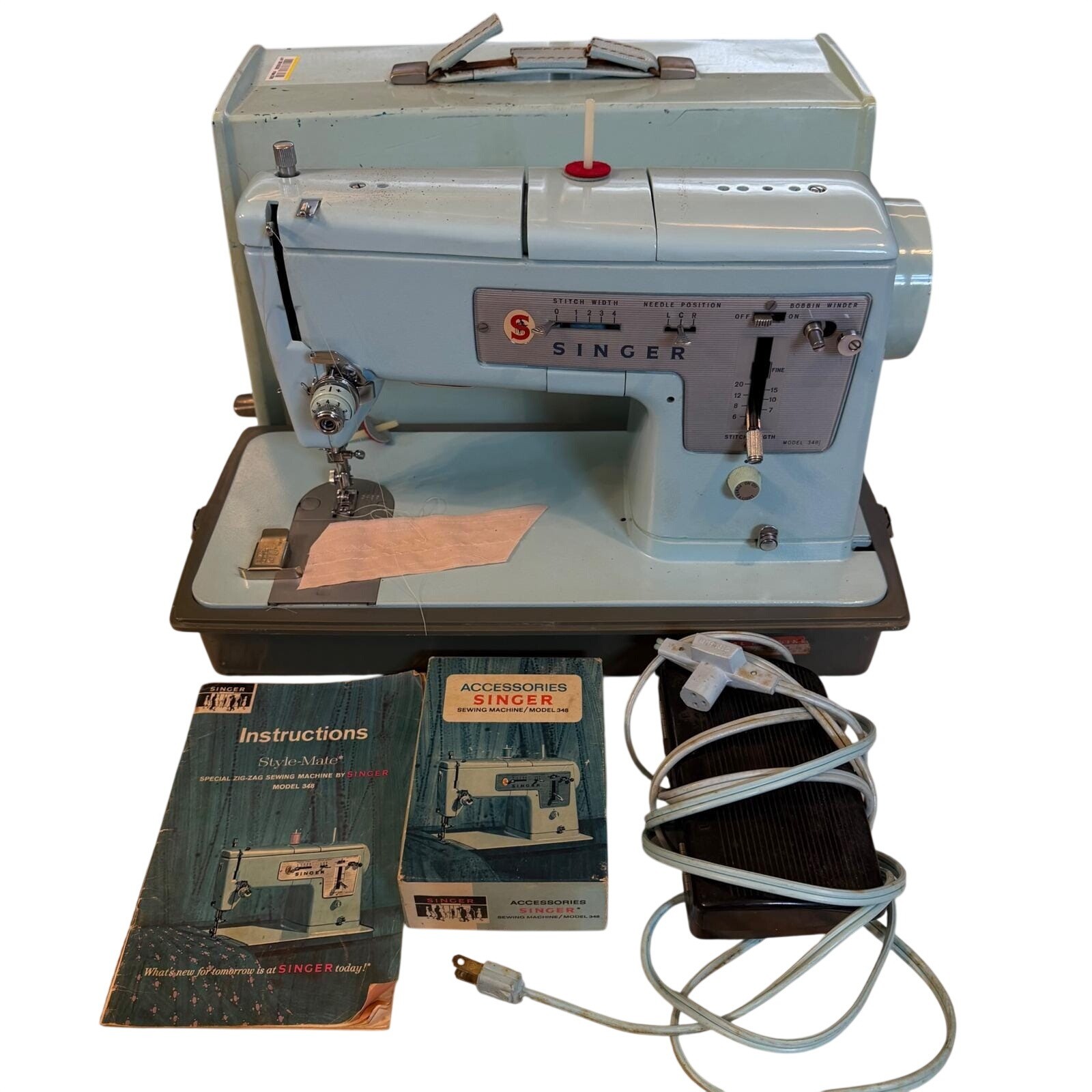 Vintage Singer Style-Mate 348 Sewing Machine Zig Zag Case Accessories Manual