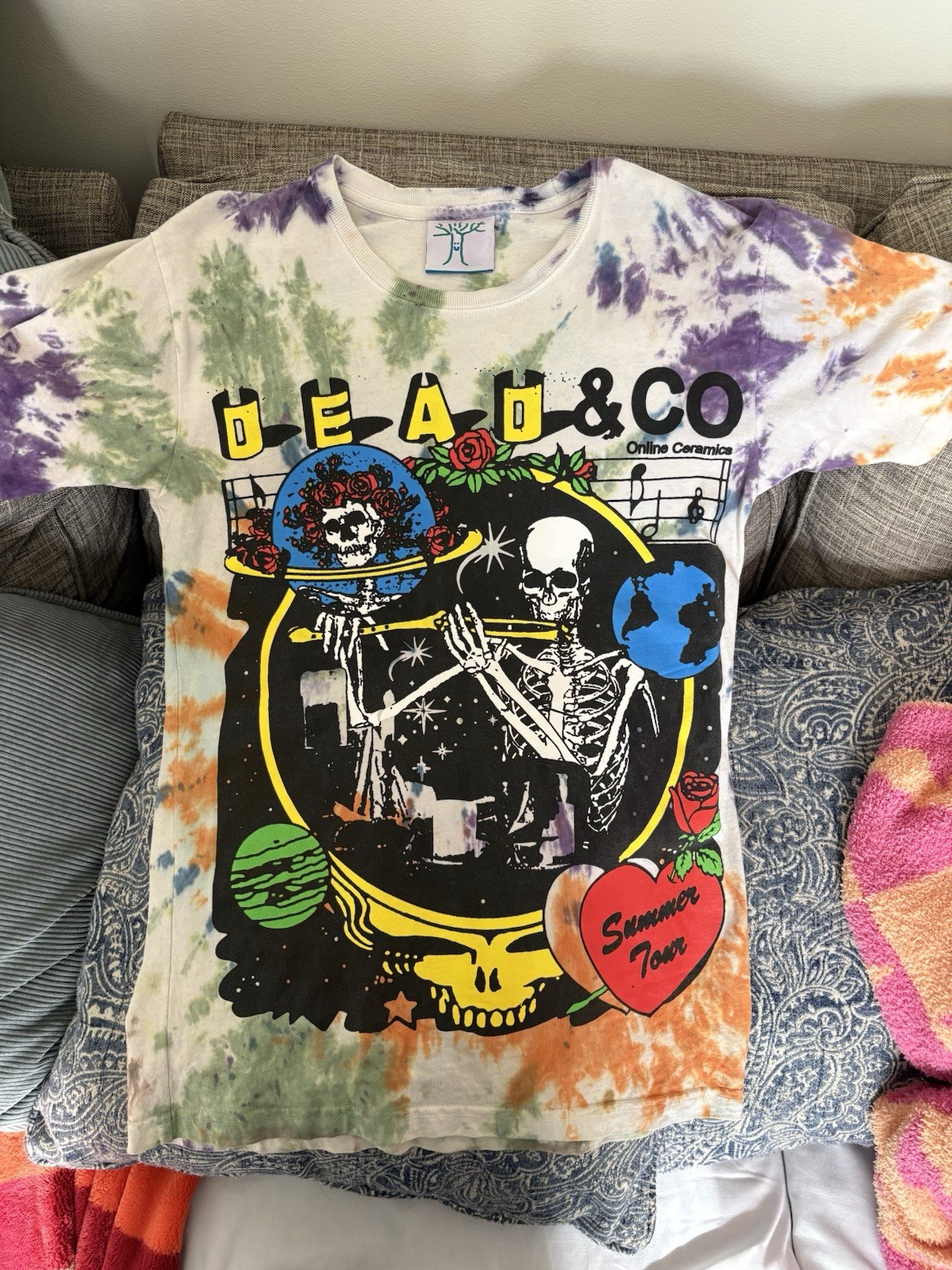 Dead & Company Summer Tour Merch Collab Online Ceramics 2019 Dark Star Shirt S