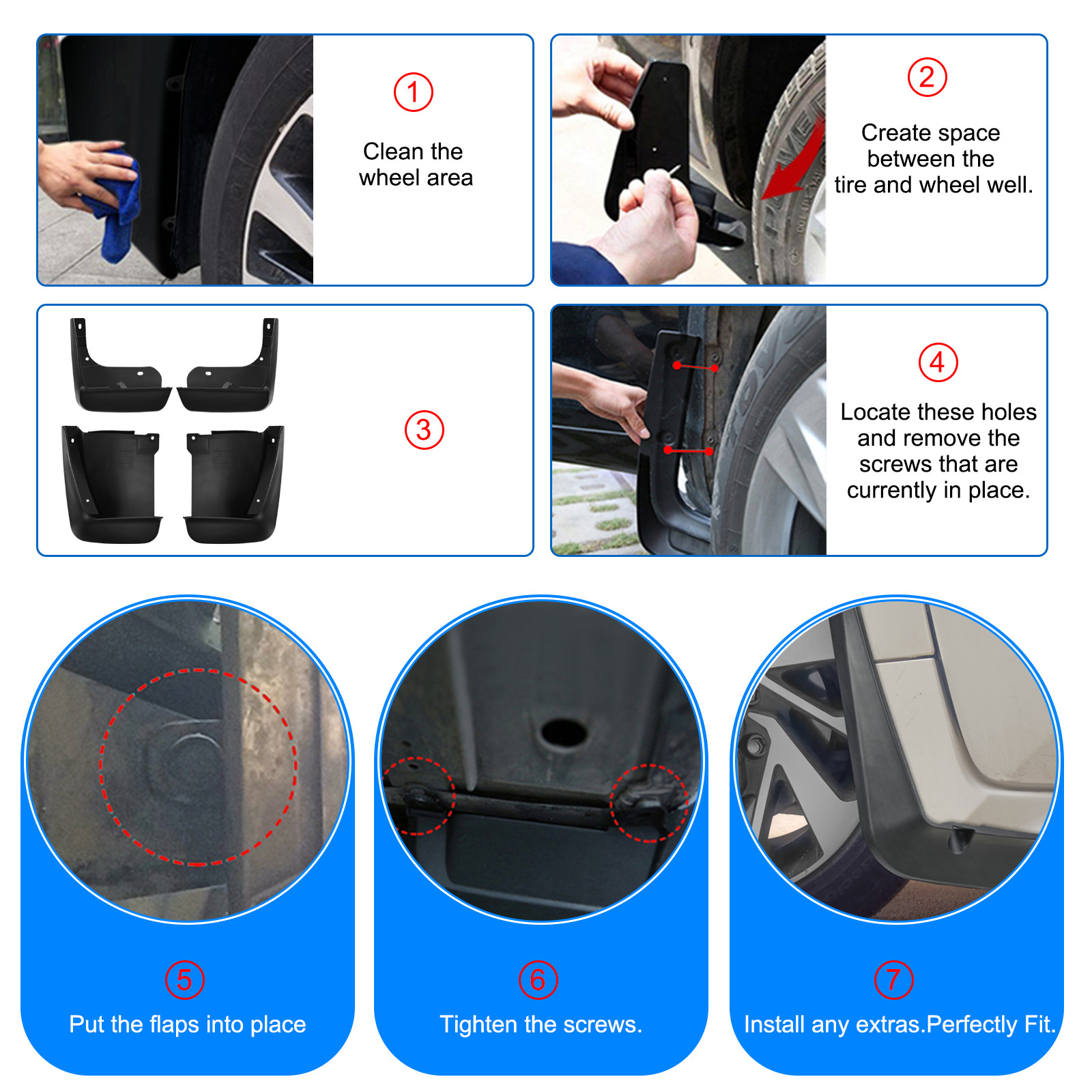 4PCS Splash Guards Mud Flaps Mudguards for Honda Accord 2003-07 Front Rear