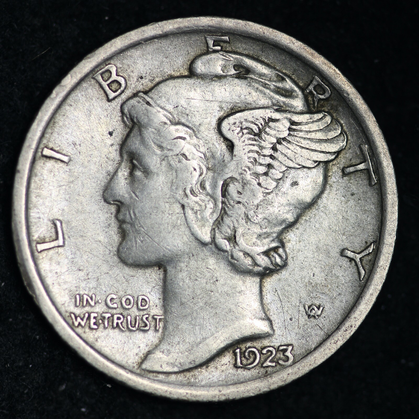 1923 Mercury Silver Dime CHOICE AU FREE SHIPPING E262 WF
