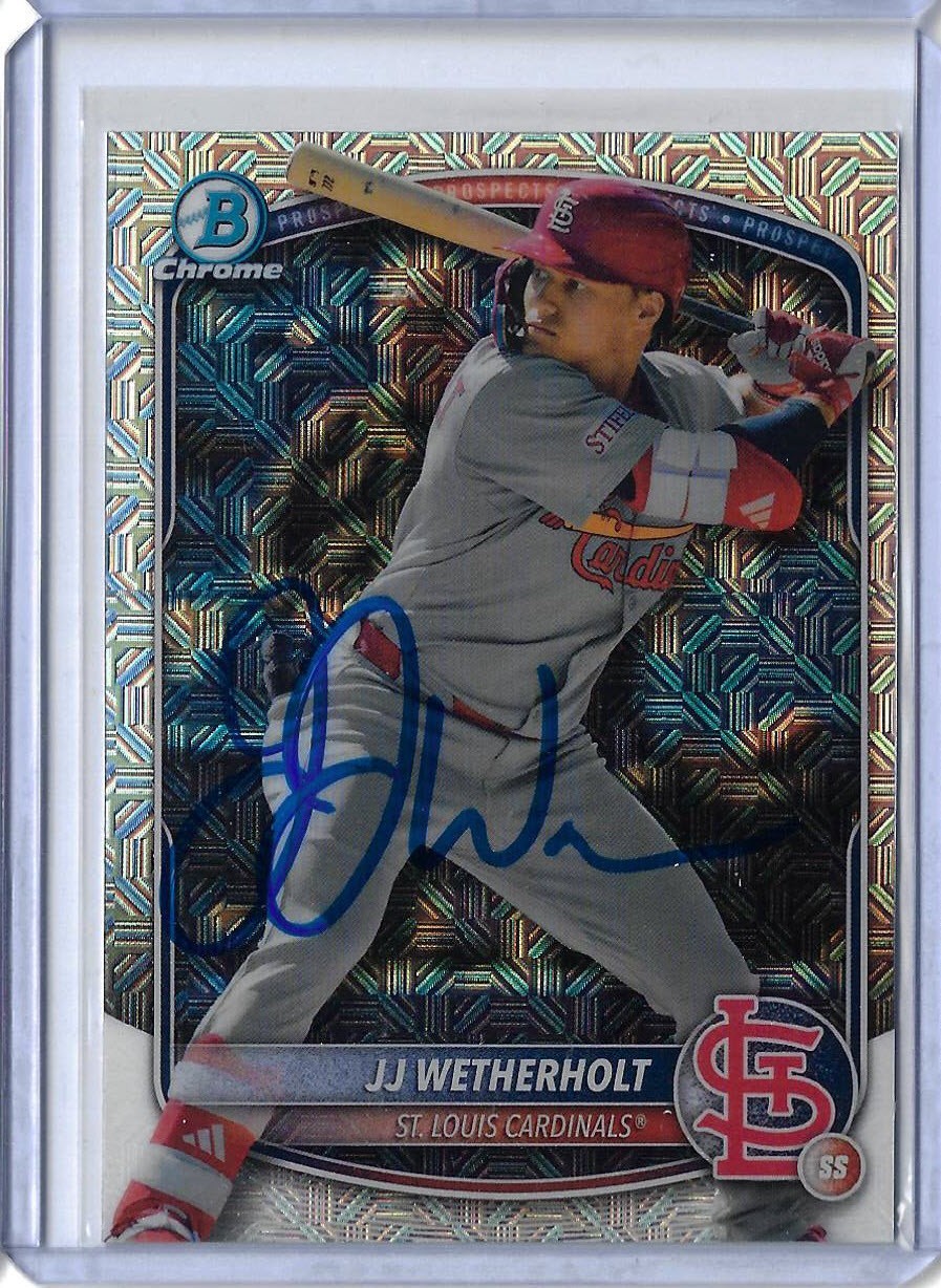 JJ Wetherholt Autographed 2025 Bowman Chrome Prospects MOJO BCP-241 Rookie Card