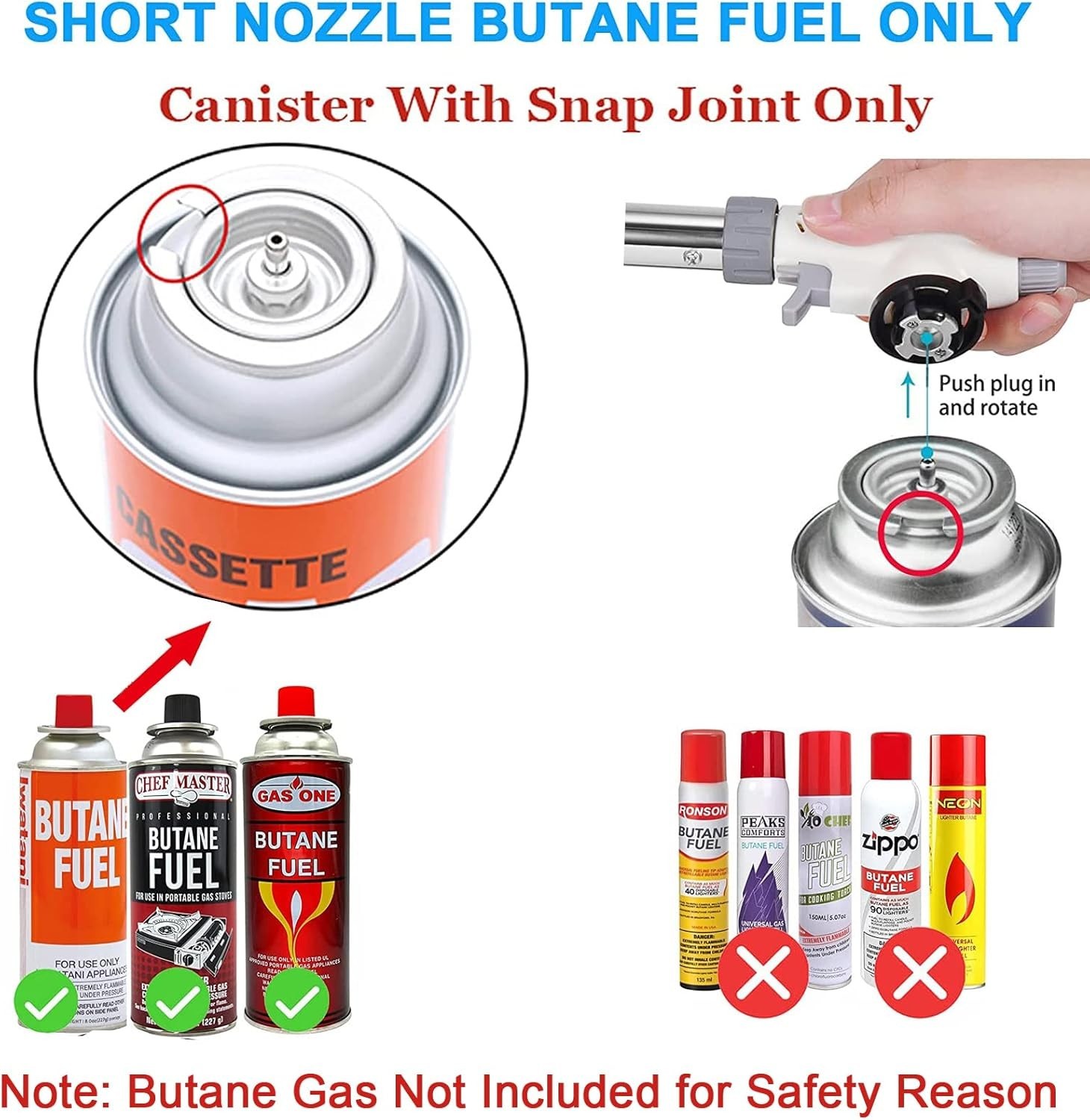 FunOwlet Butane Torch, Reverse Use Culinary Kitchen Blow Lighter with Adjustable