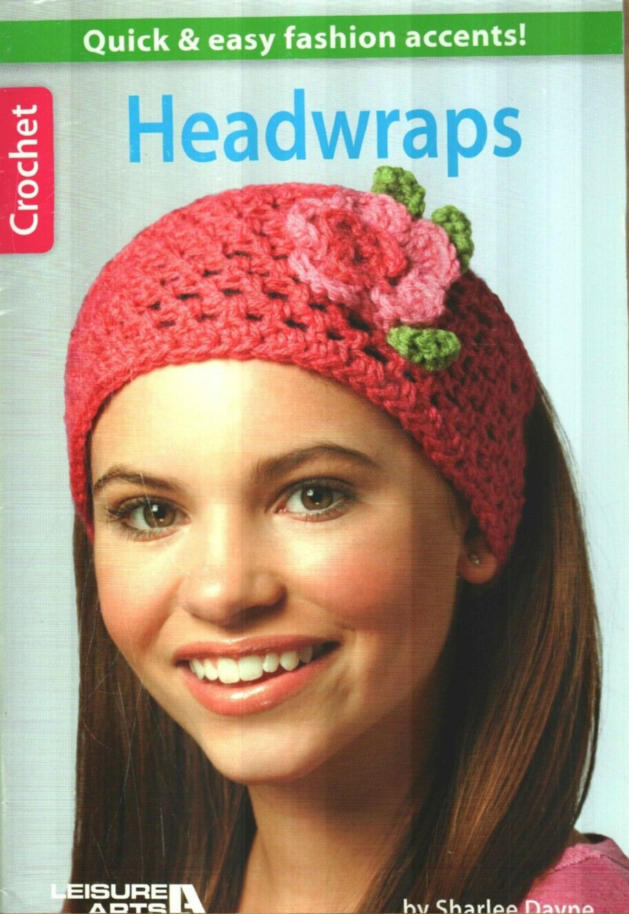 HEADWRAPS 10 HEADBANDS WITH FLOWER ACCENTS DIGEST SIZE CROCHET PATTERN BOOK