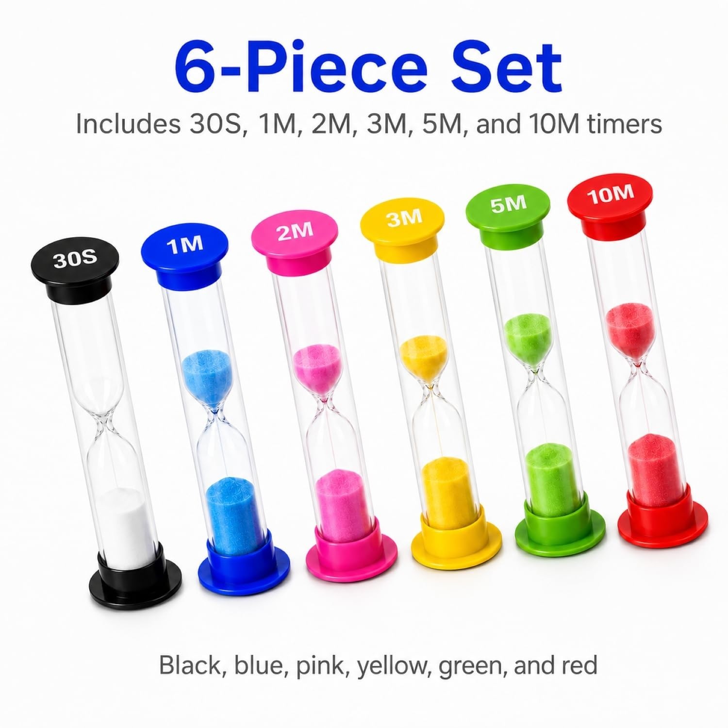 Plastic Sand Timer Sandglass Hourglass Sand Clock Timer 30 sec, 1 min, 2 mins...