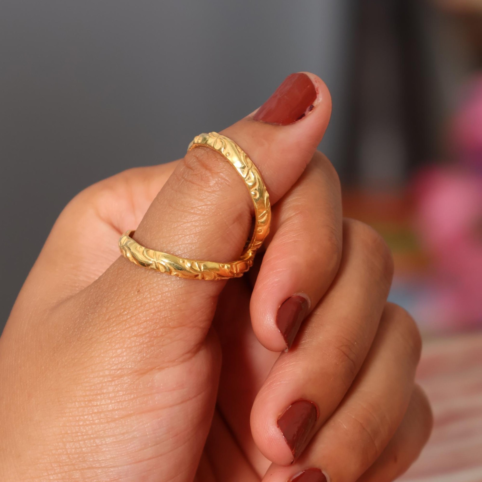 Solid 14k Gold Brass Arthritis Finger Splint Handmade Adjustable Ring in allsize