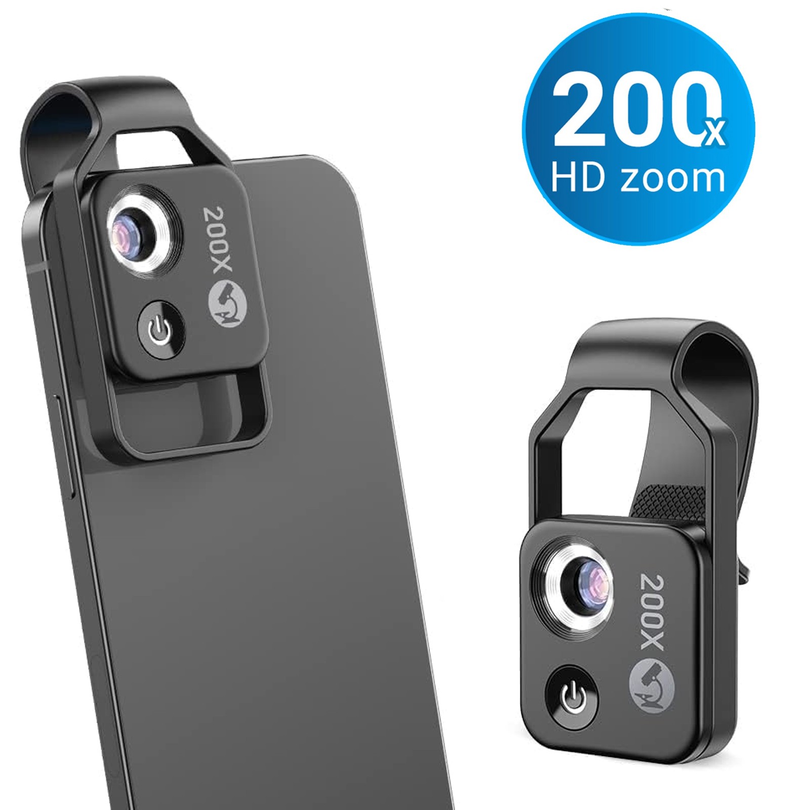 200X Phone Microscope LED Light Nano Zoom Phone Micro Lens for iPhone / Android