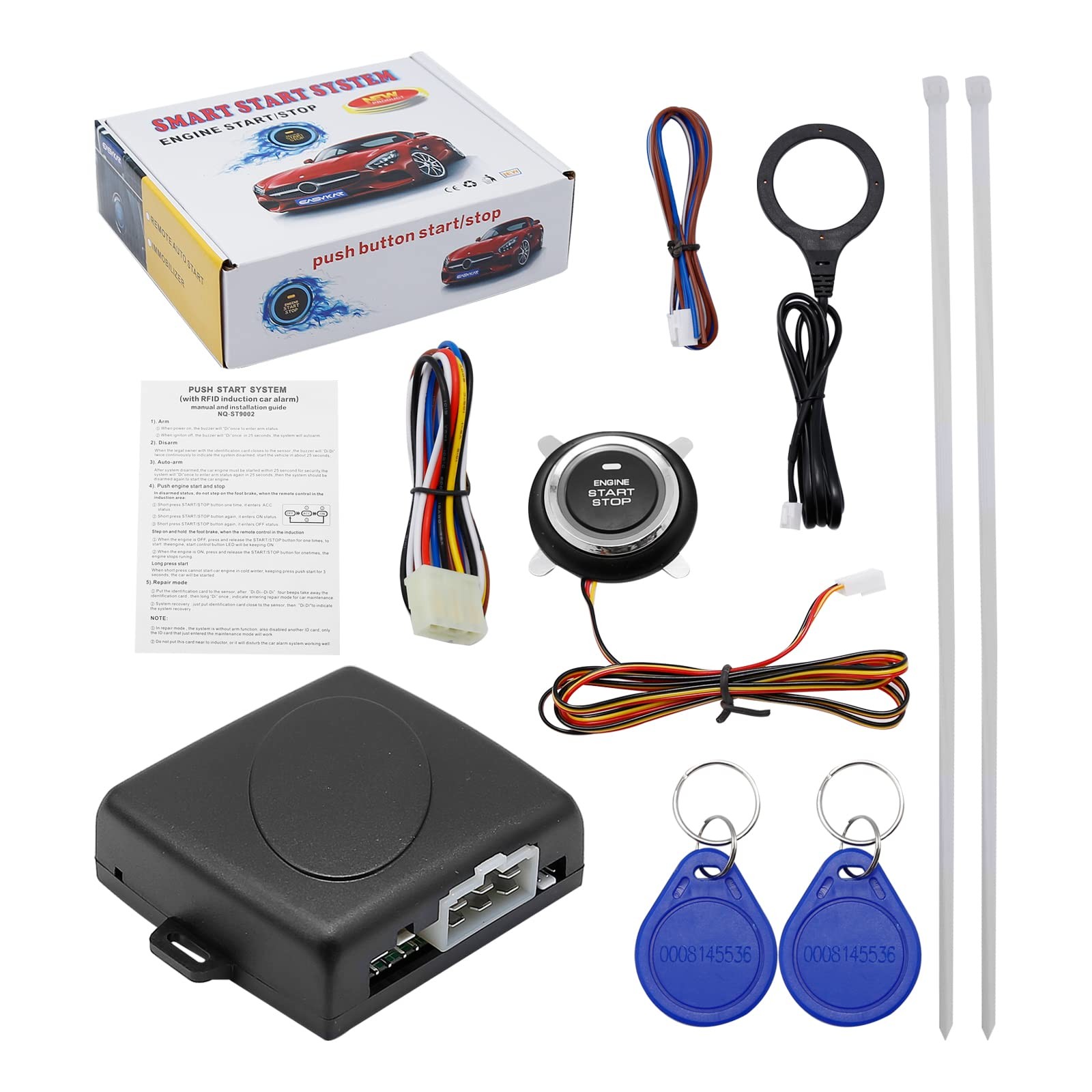 laffoonparts Smart RFID Push Engine Start Button kit & Keyless Entry Starter...