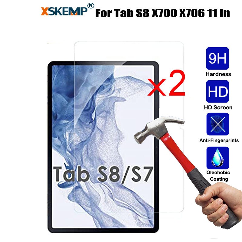 2Pcs Tempered Glass Screen Protector Samsung Galaxy Tab S7 S8 S6 S5e S4 S3 A7 A8