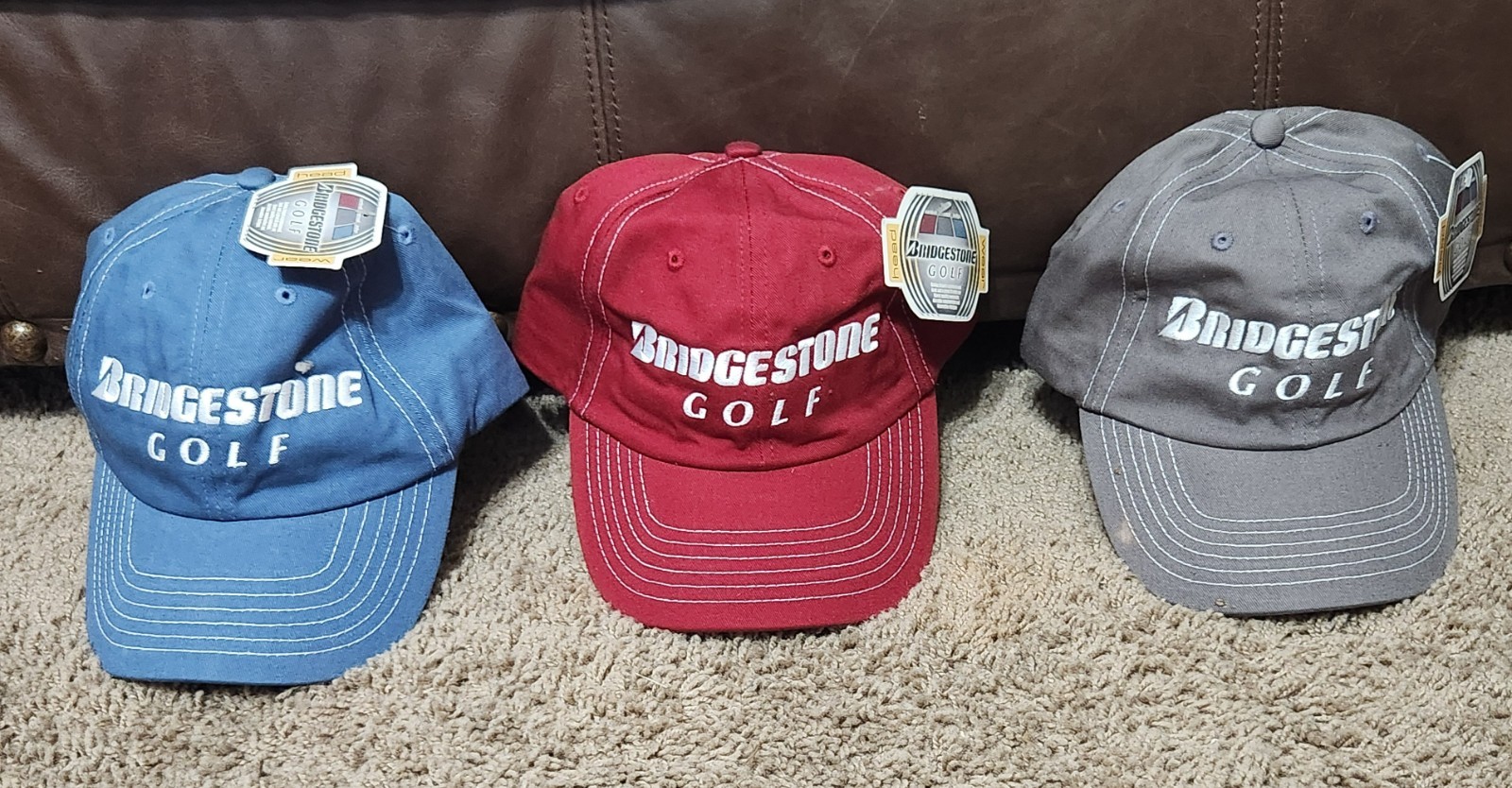 Bridgestone Golf Headwear Adjustable Hat (Cap) in 3 Colors - Blue, Red, Gray