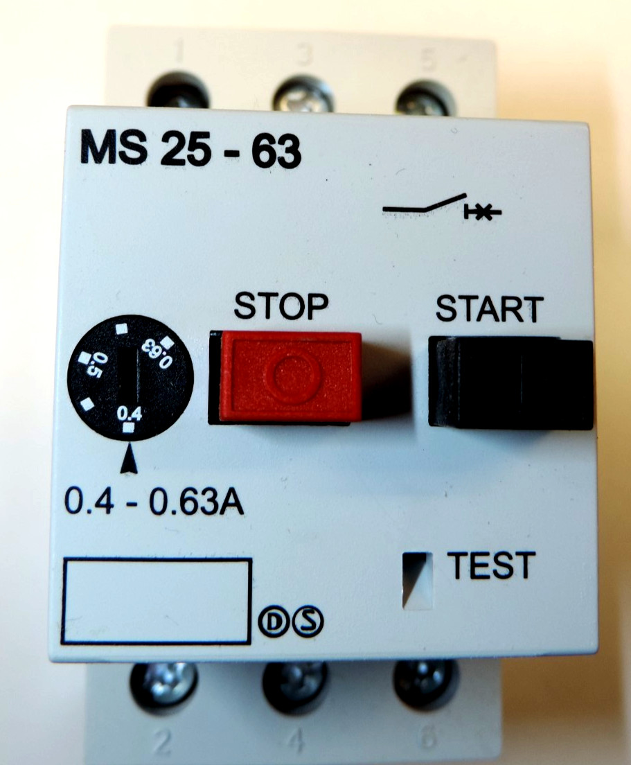 Automation Direct MS25-63 Manual Motor Starter, 0.4-0.63A, DIN Mount, NOS
